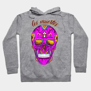 Neon Pink Los Muertos Skull Hoodie